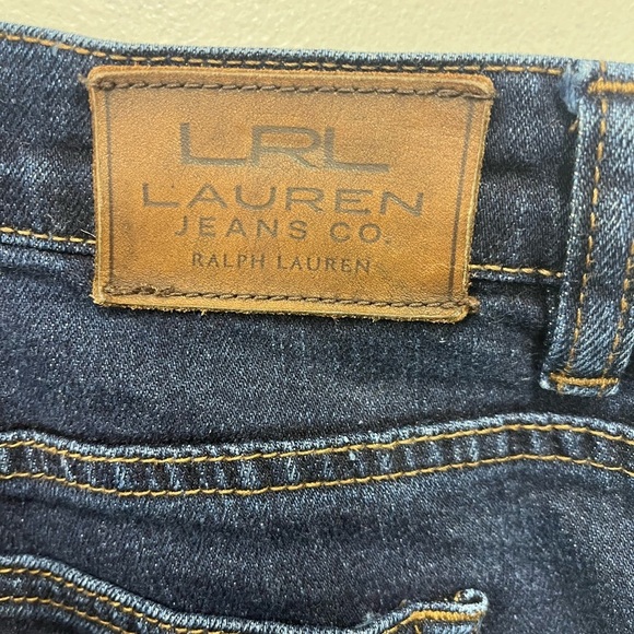 Lauren Ralph Lauren Dark Blue Denim Classic 5 Pocket Jeans Straight Ankle sz 12 - Picture 3 of 11